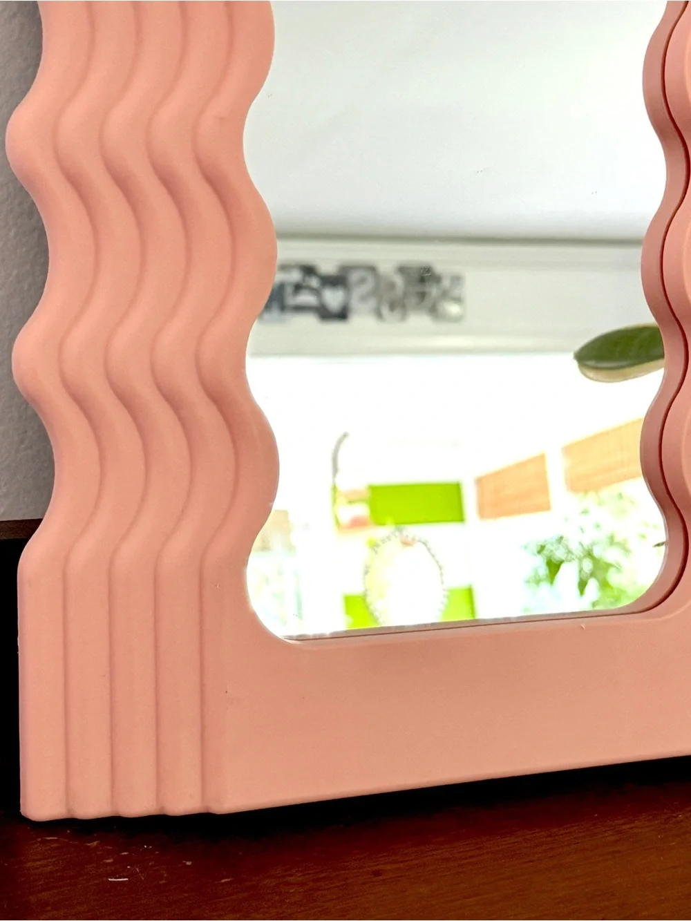 Peach Wavy Acrylic Bohemian Dopamine Style Wall Hanging Mirror 10x16.5” Trendy